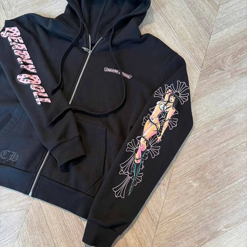 Chrome Hearts Deadly Doll Hoodie Black Pink