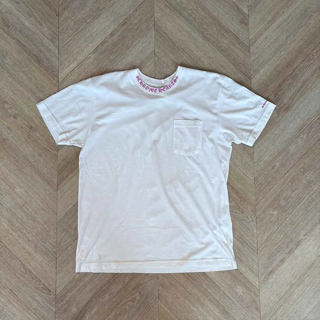 Chrome Hearts White Tshirt Purple Collar Design