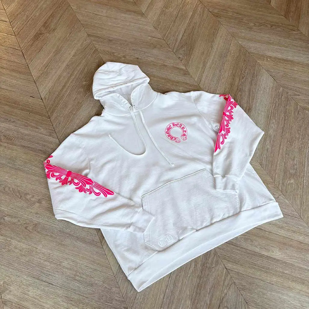 Chrome Hearts White Pink Hoodie Horseshoe