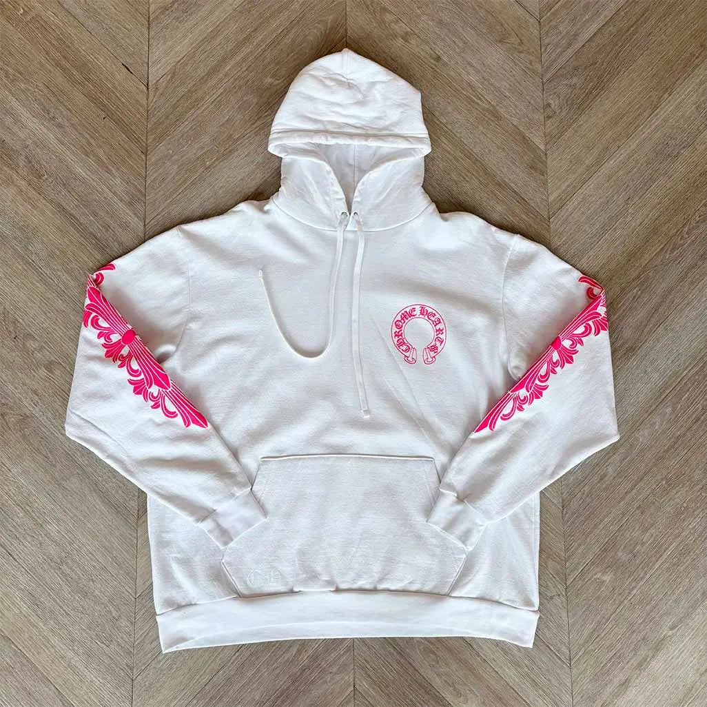 Chrome Hearts White Pink Hoodie Horseshoe