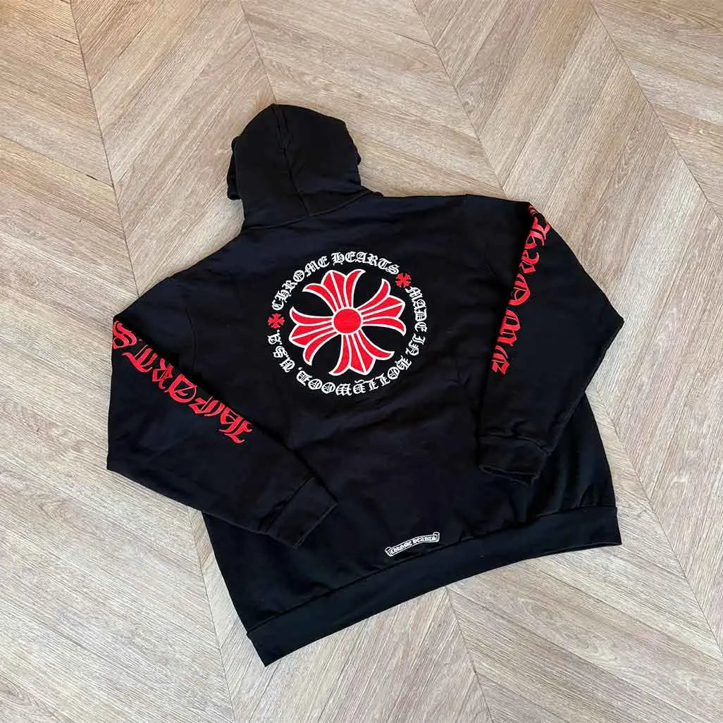 Chrome Hearts Black Red Hollywood Hoodie
