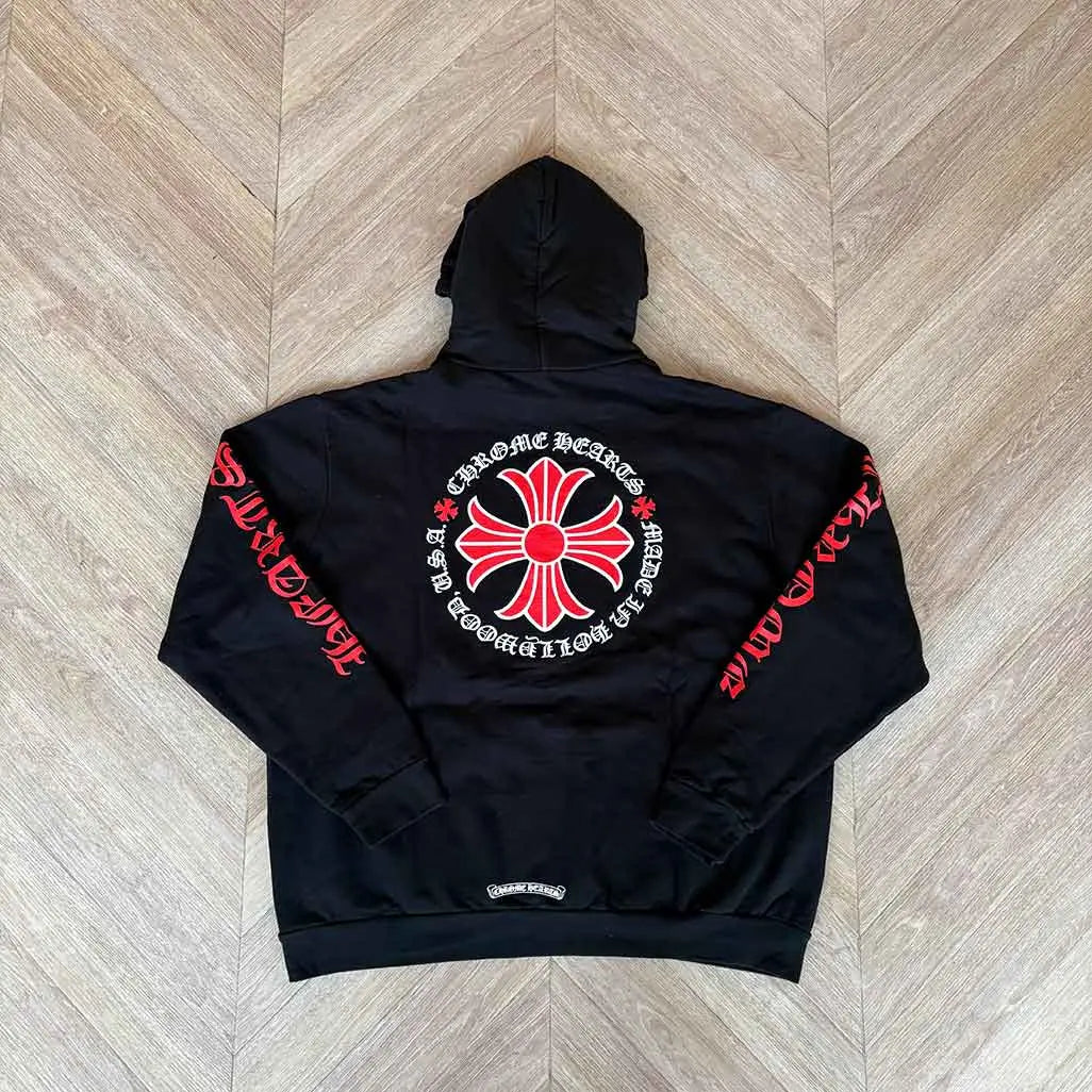 Chrome Hearts Black Red Hollywood Hoodie