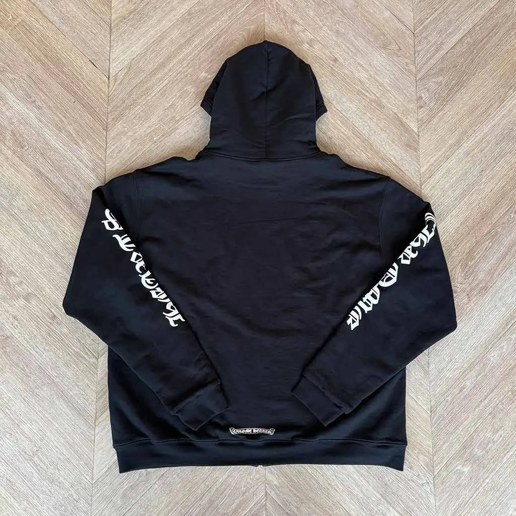 Chrome Hearts Sleeve Script Logo Zip-Up Hoodie 'Black / White'