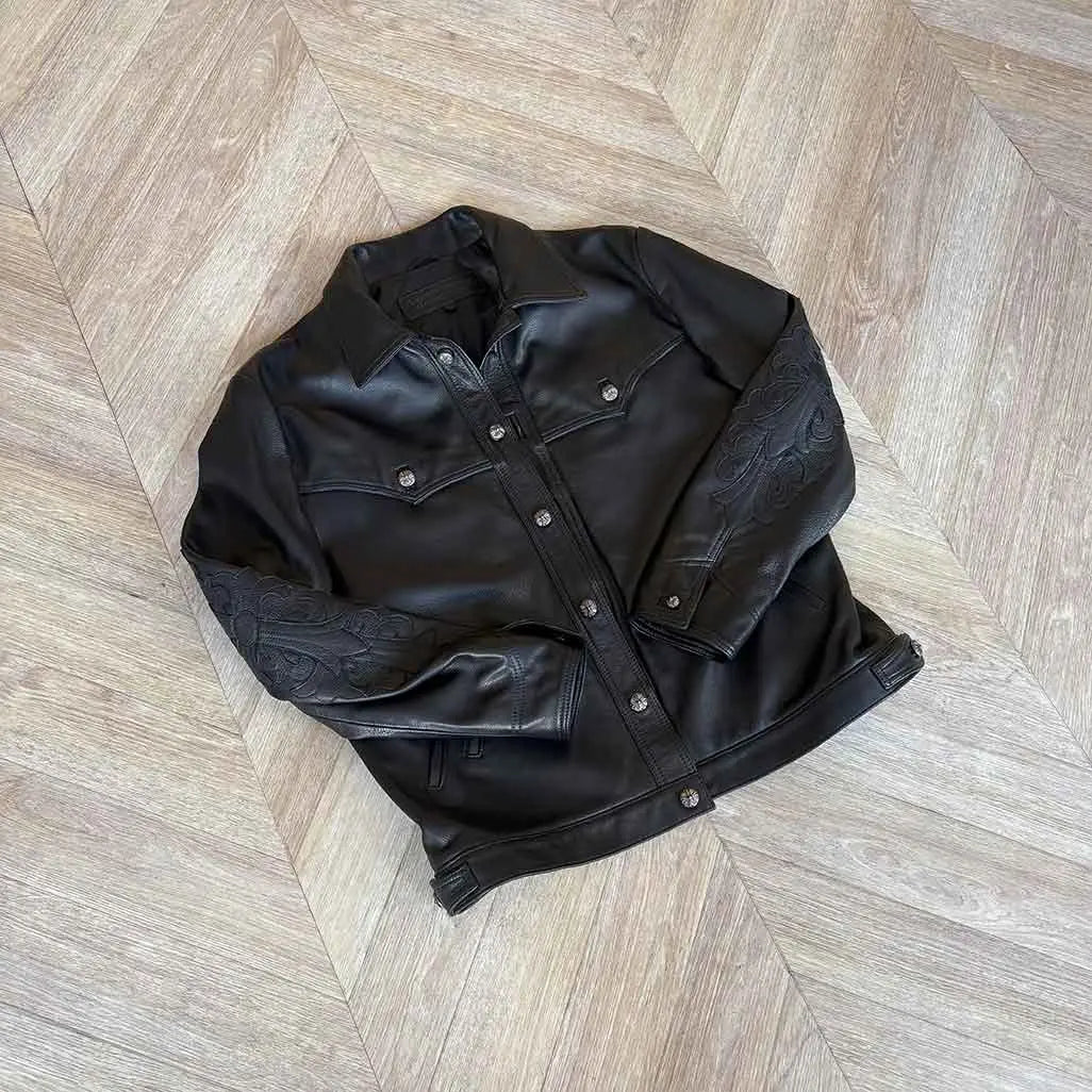 Chrome Hearts Black Leather Jacket