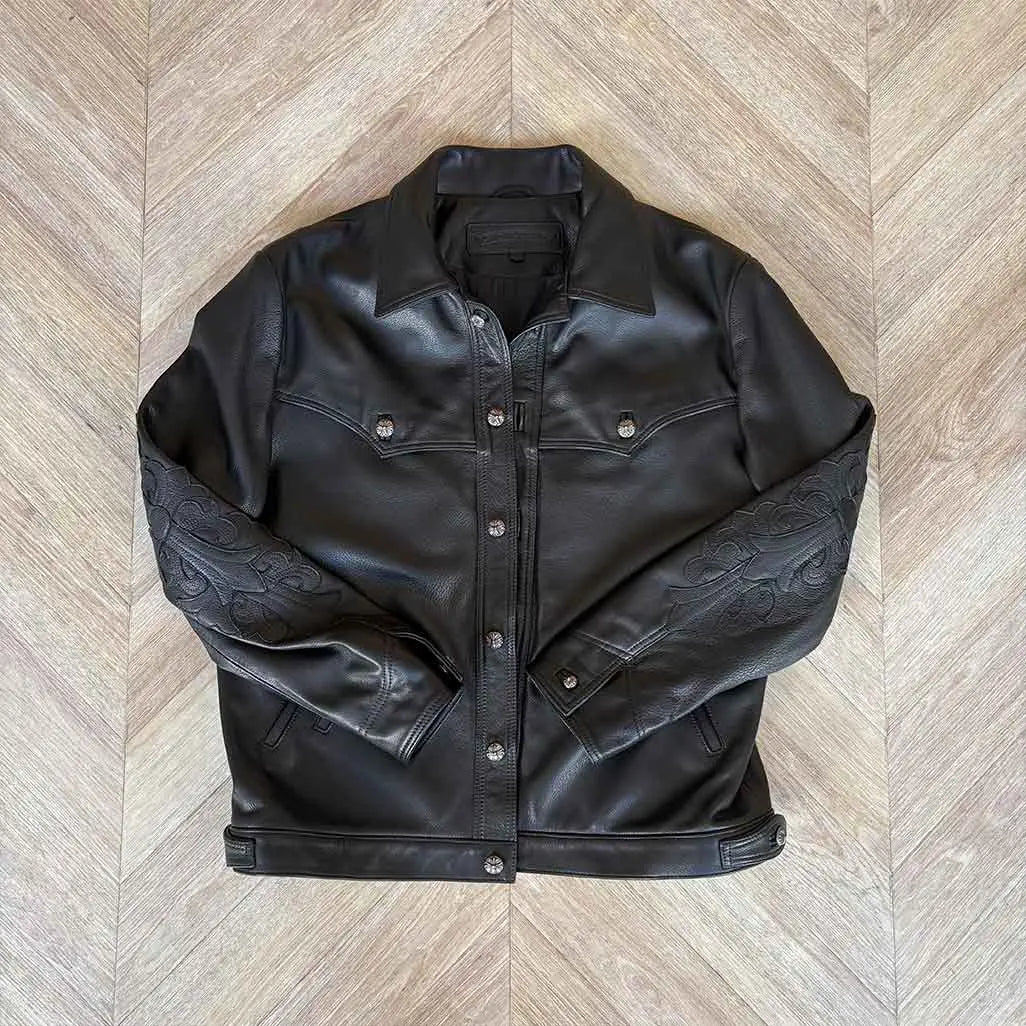 Chrome Hearts Black Leather Jacket