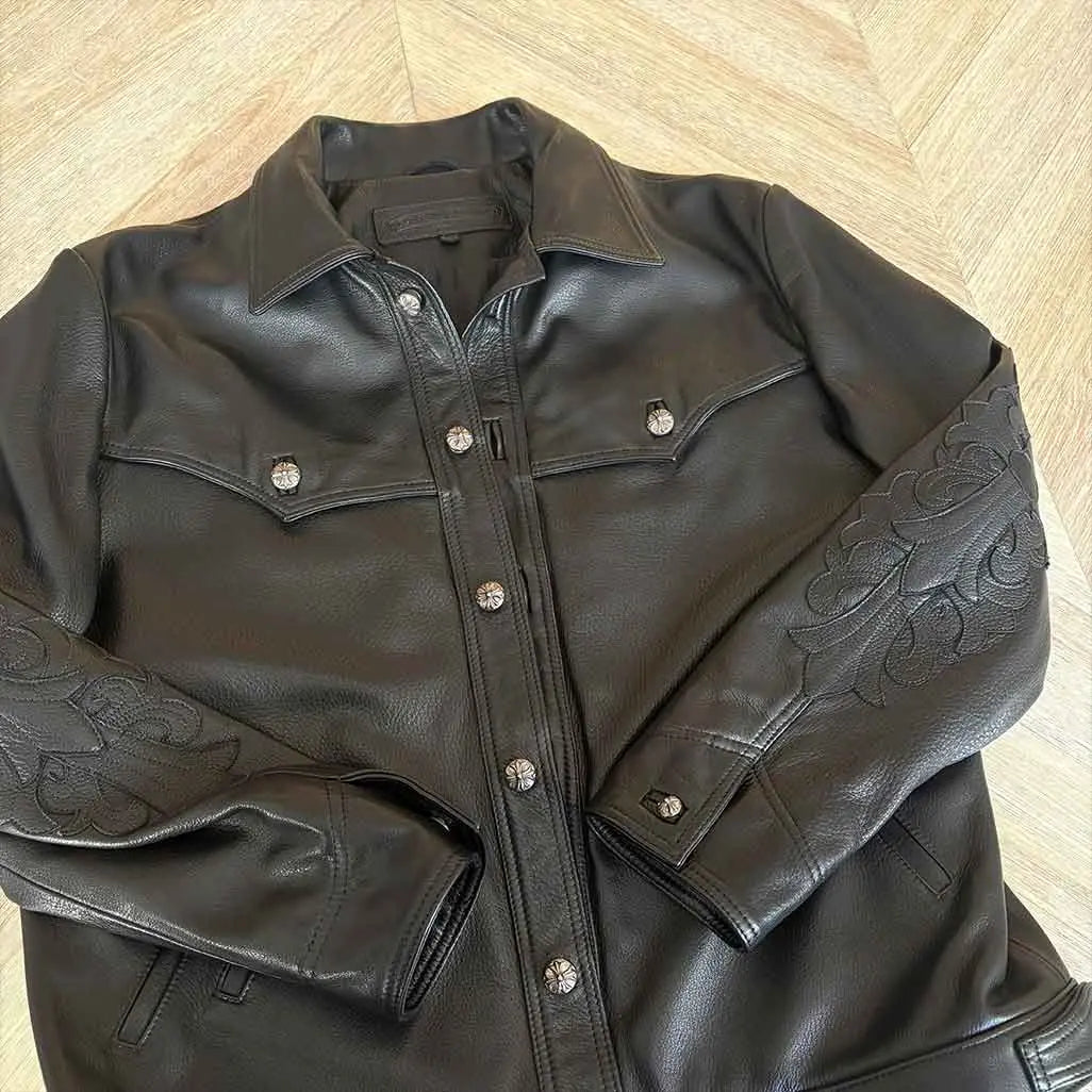 Chrome Hearts Black Leather Jacket