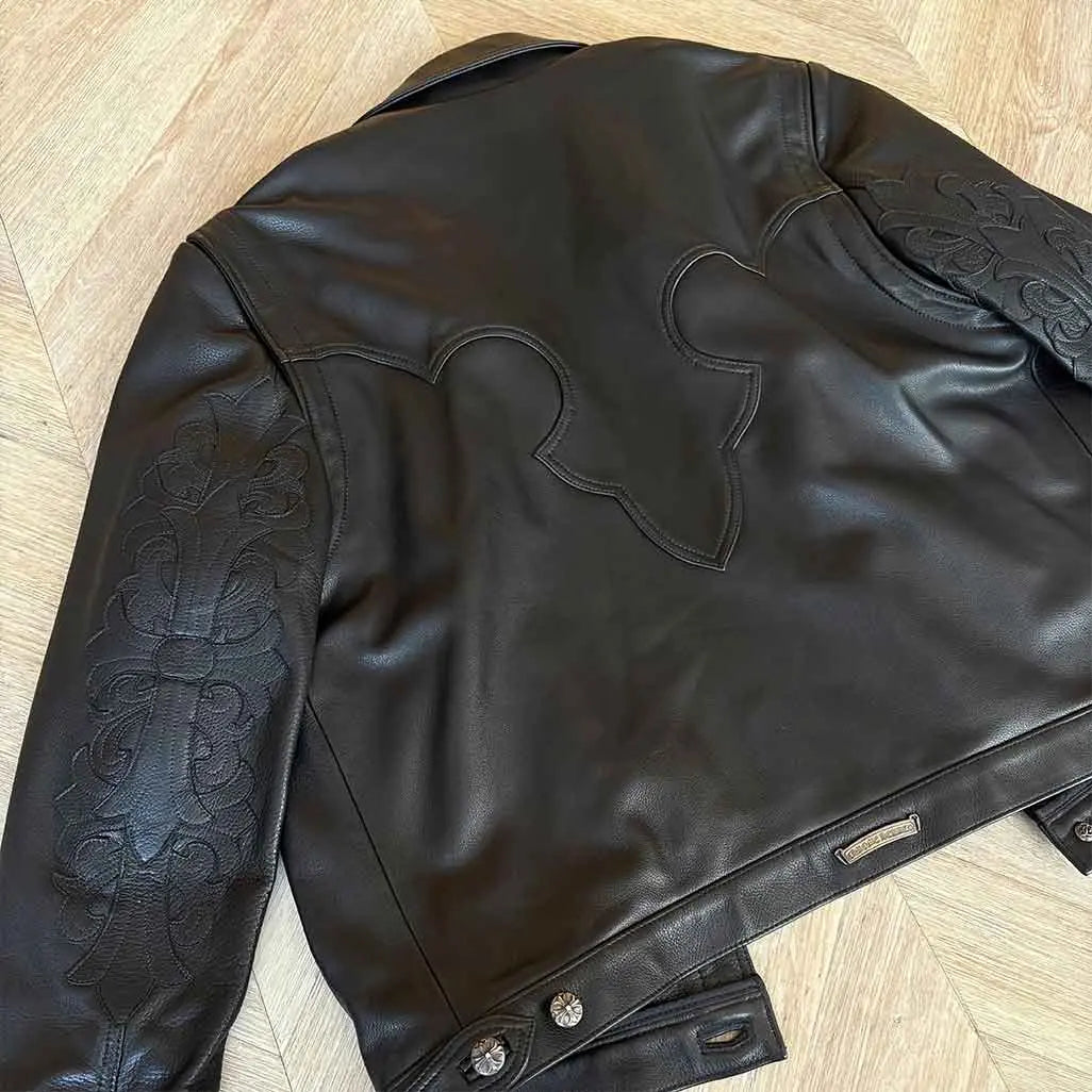 Chrome Hearts Black Leather Jacket