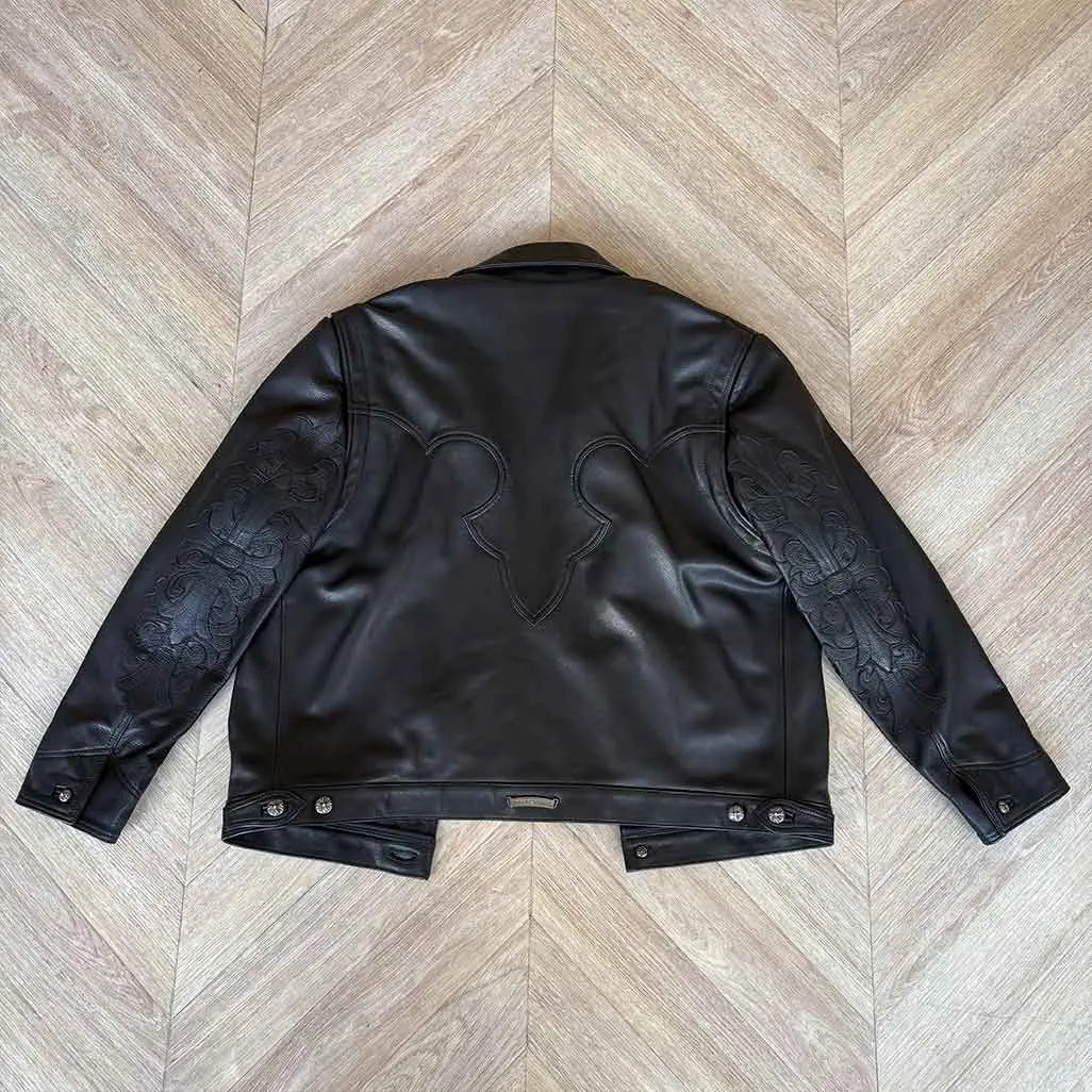 Chrome Hearts Black Leather Jacket