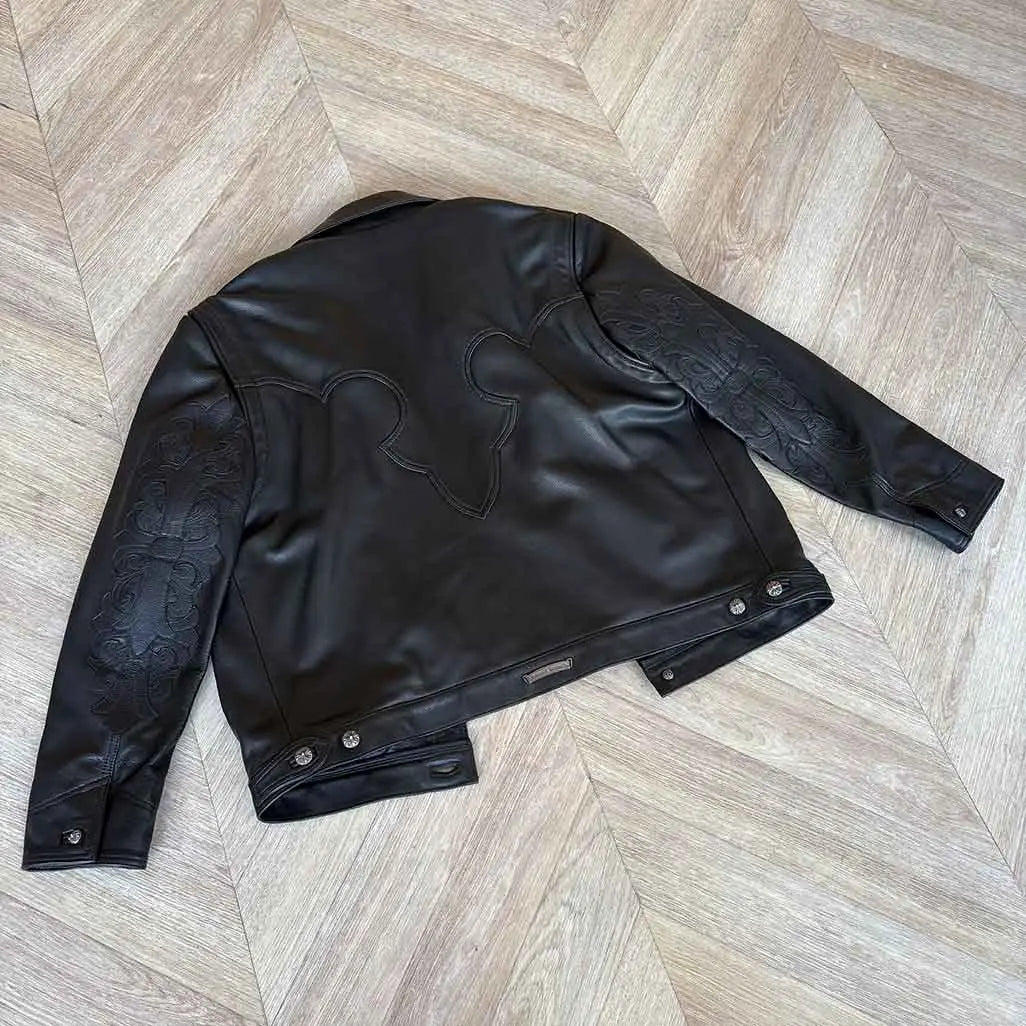 Chrome Hearts Black Leather Jacket