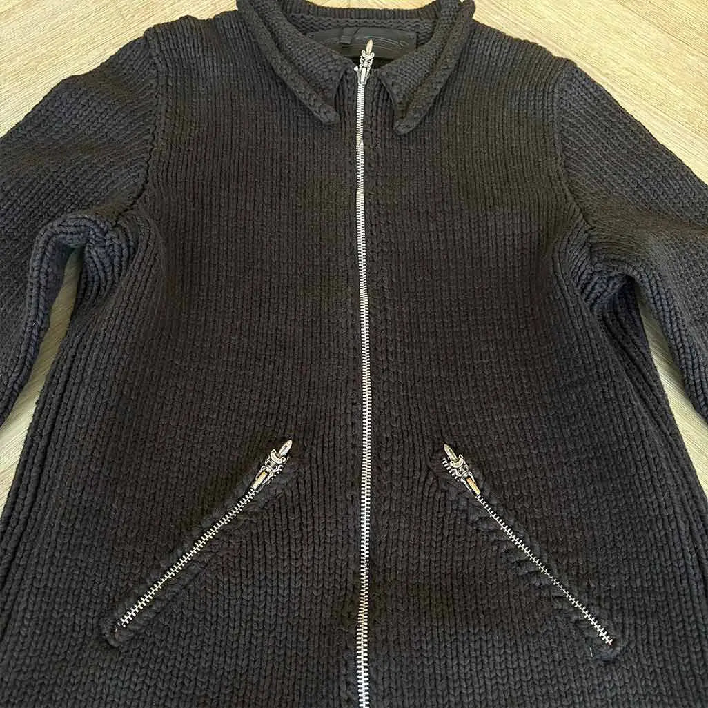 Chrome Hearts Chrome Knitted Zip Up Black 3 Back Patches