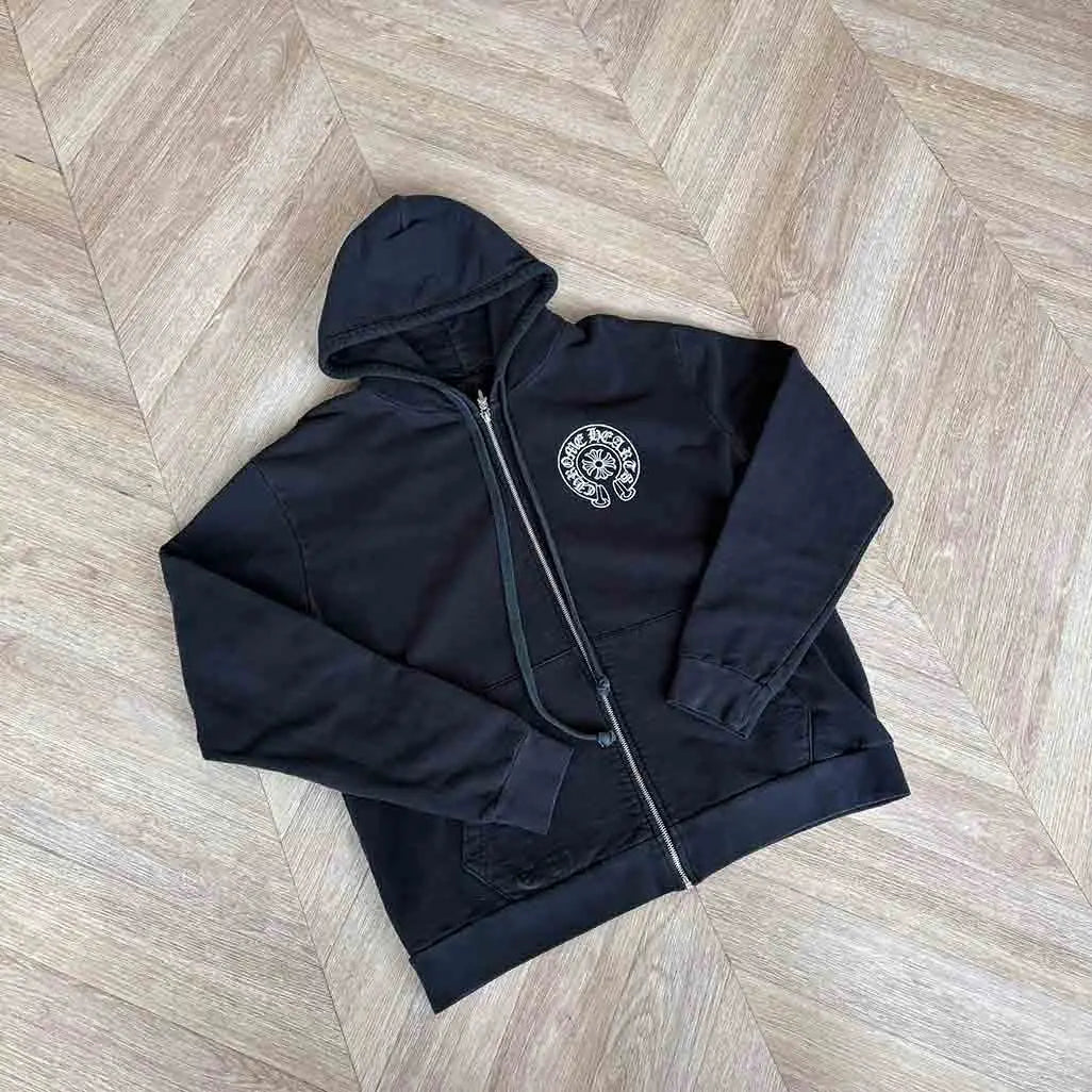 Chrome Hearts Exclusive LA Horseshoe Zip-Up Hoodie - Black