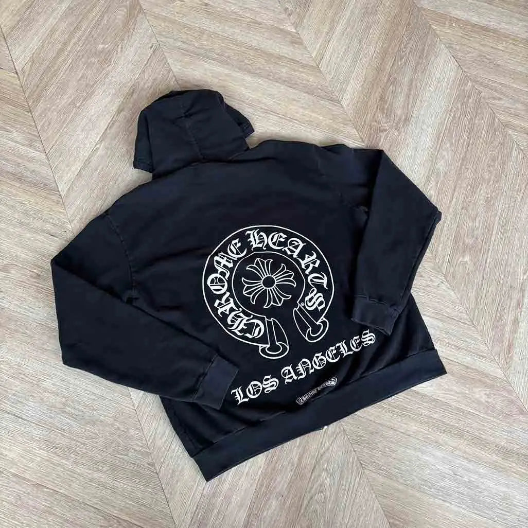 Chrome Hearts Exclusive LA Horseshoe Zip-Up Hoodie - Black