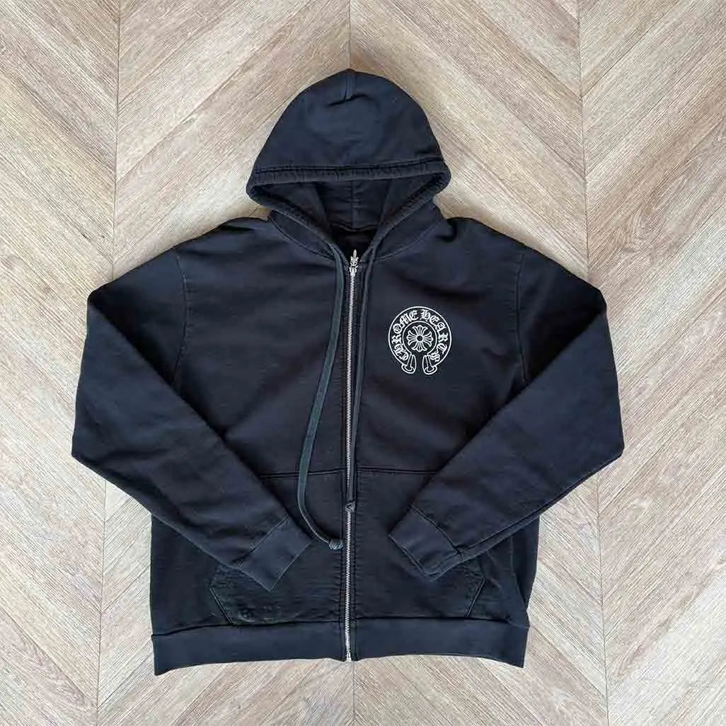 Chrome Hearts Exclusive LA Horseshoe Zip-Up Hoodie - Black