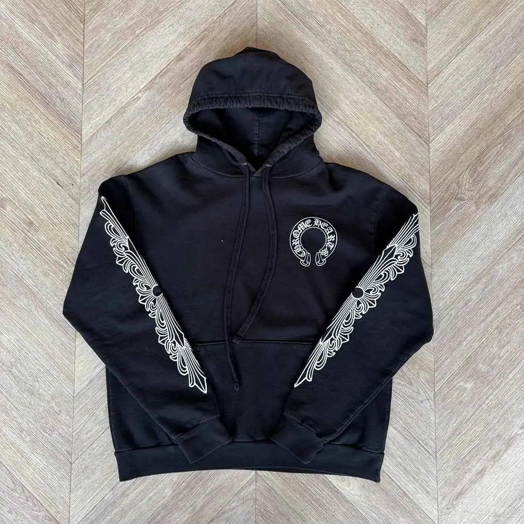 Chrome Hearts Floral Horseshoe Black Hoodie