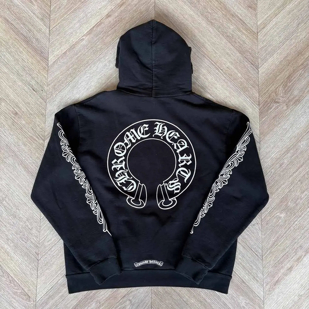 Chrome Hearts Floral Horseshoe Black Hoodie