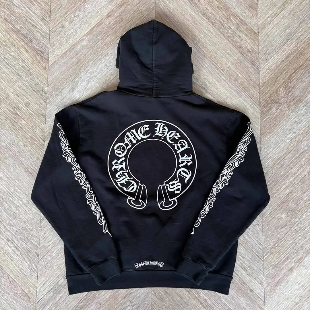 Chrome Hearts Floral Horseshoe Black Hoodie