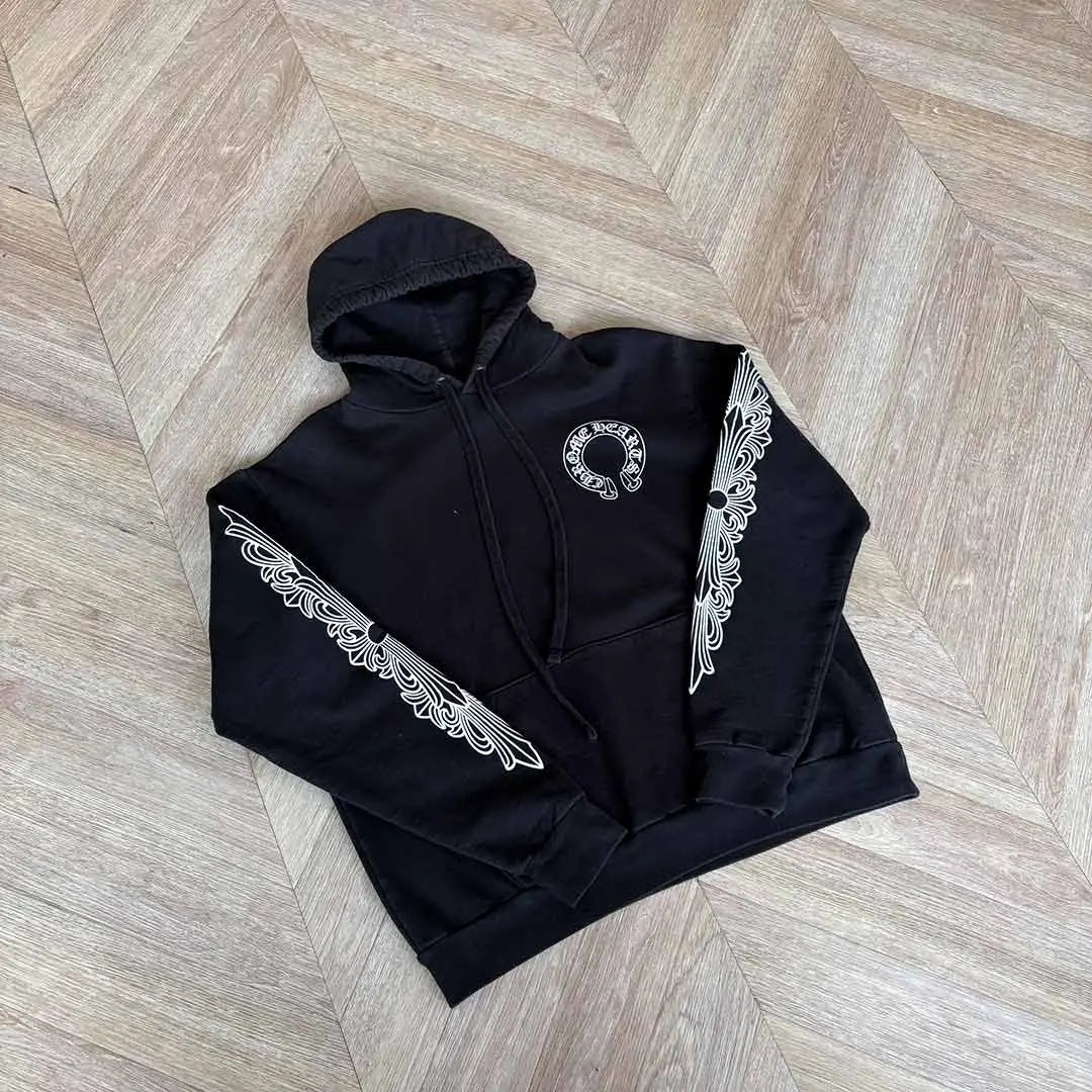 Chrome Hearts Floral Horseshoe Black Hoodie