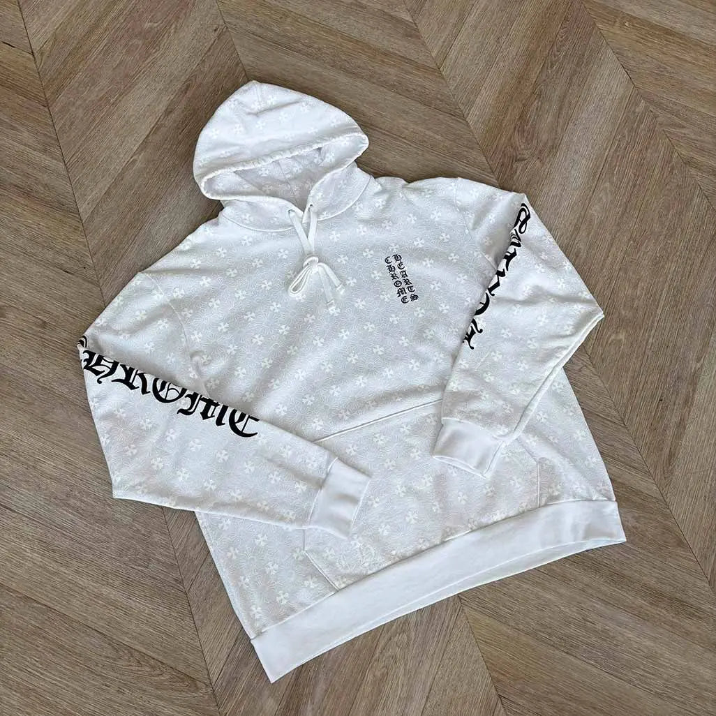 Chrome Hearts White Pattern Horseshoe Hoodie