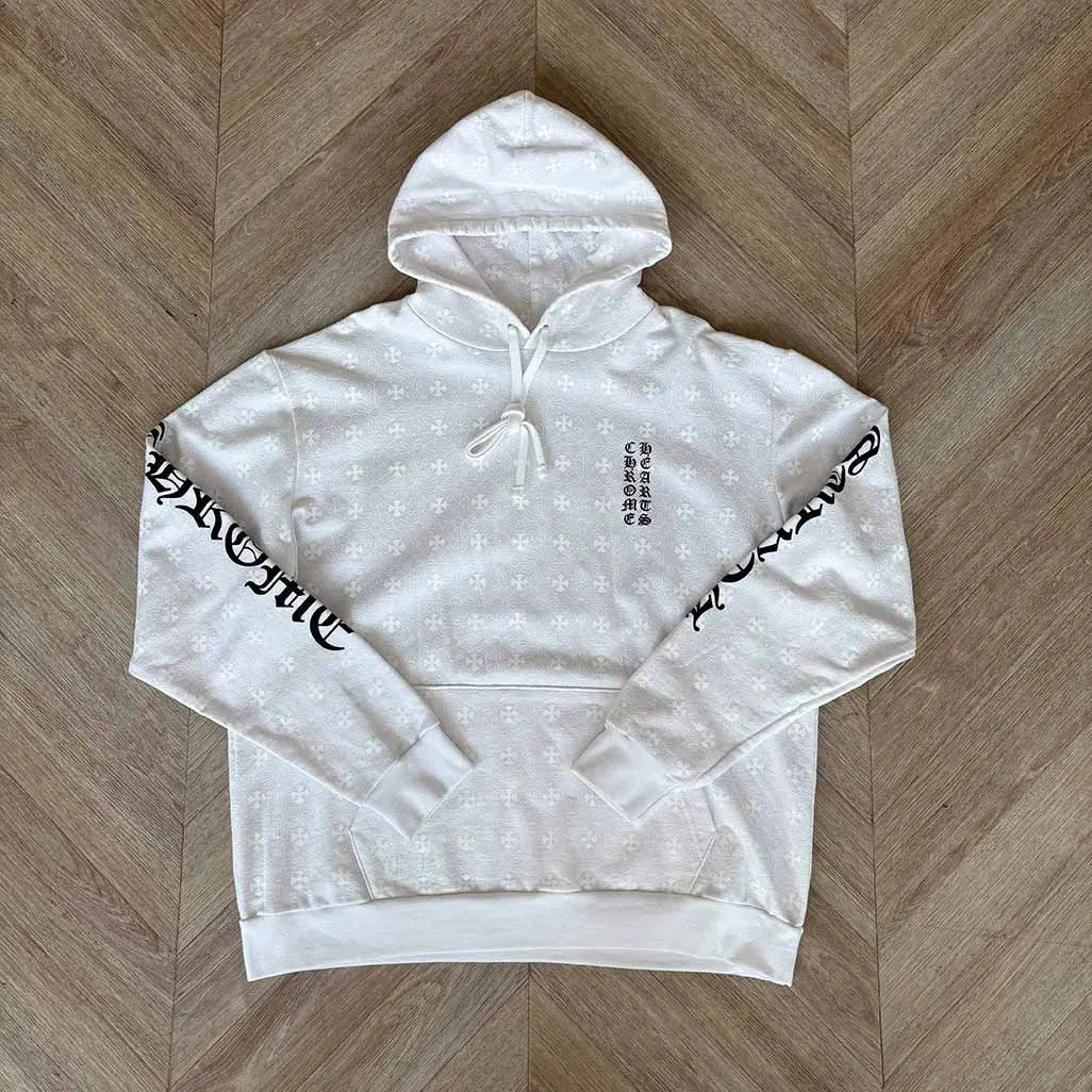 Chrome Hearts White Pattern Horseshoe Hoodie