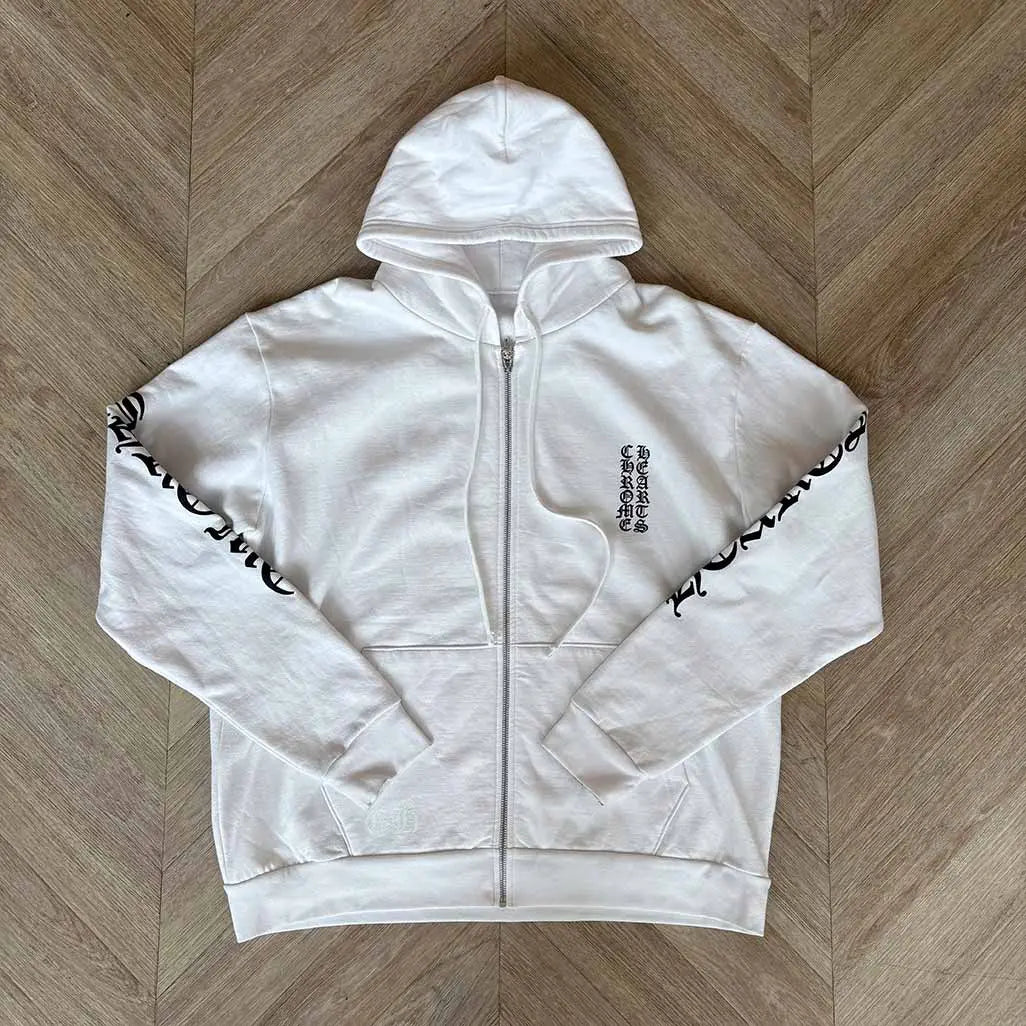 Chrome Hearts White Zip Up Hoodie