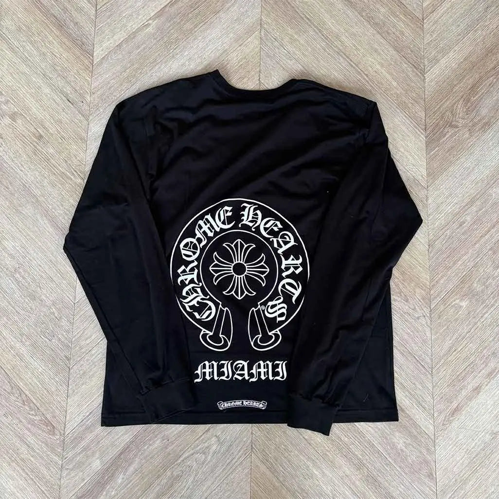 Chrome Hearts Miami Longsleeve Black Horseshoe Floral
