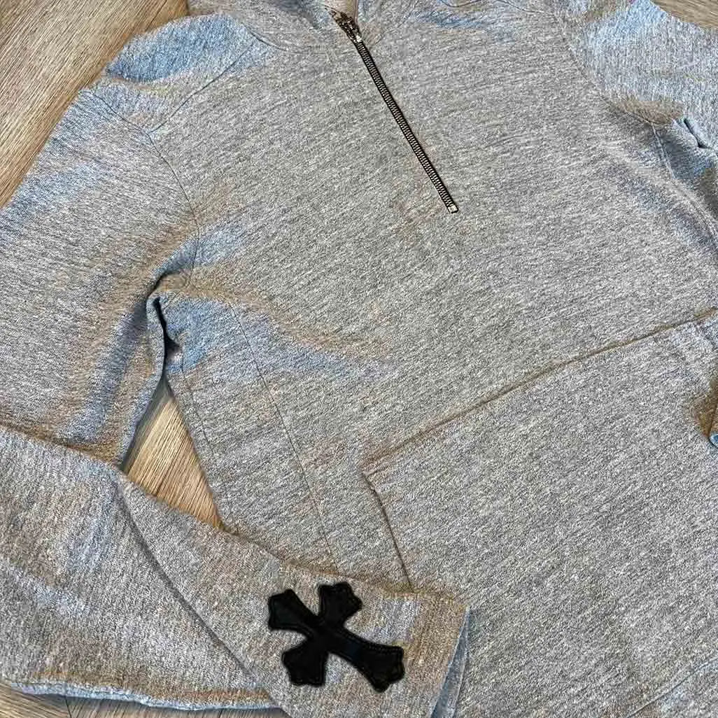 Chrome Hearts Grey Hoodie Black Patch Wrist