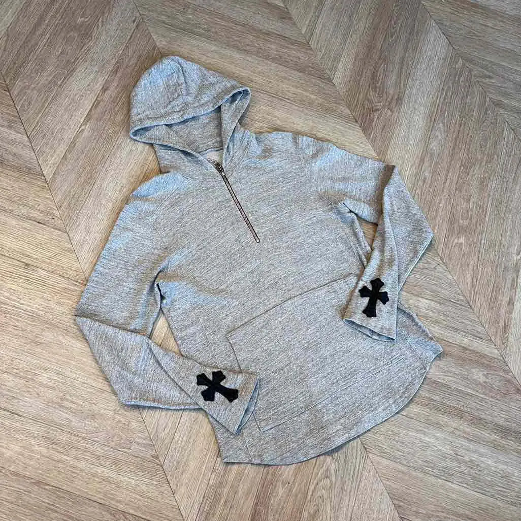 Chrome Hearts Grey Hoodie Black Patch Wrist