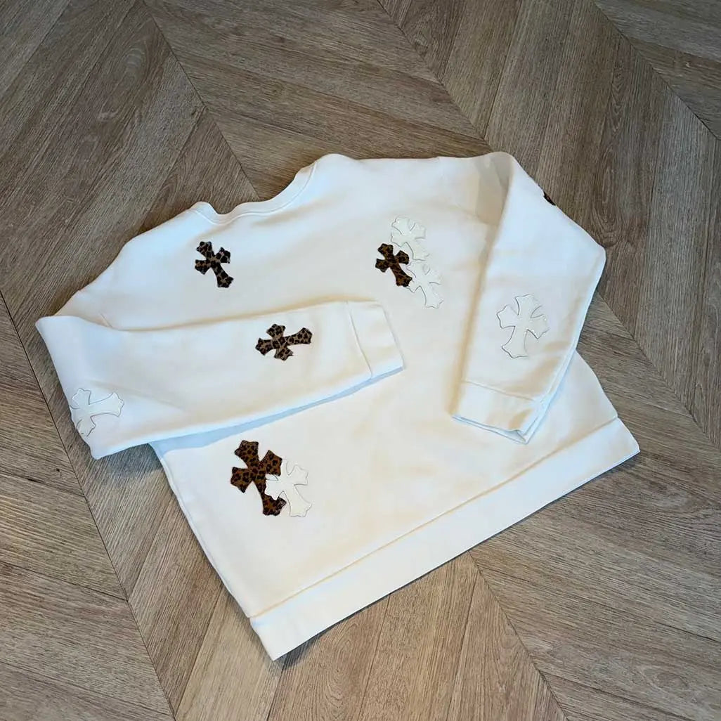 Chrome Hearts White Jumper Animal Patches