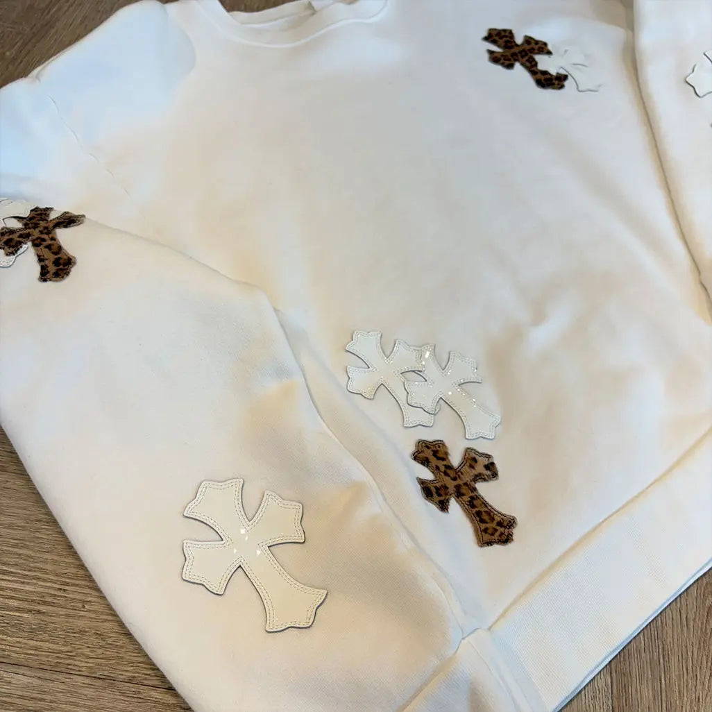 Chrome Hearts White Jumper Animal Patches