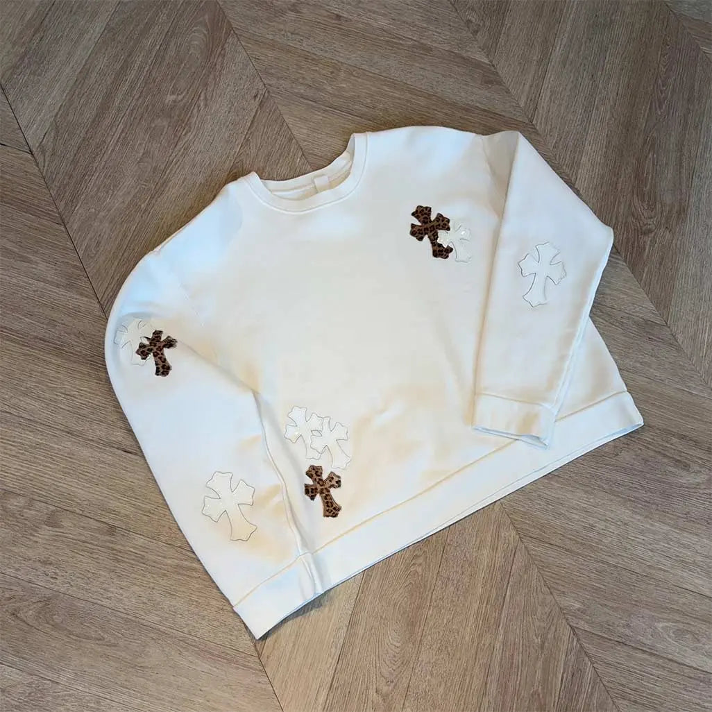 Chrome Hearts White Jumper Animal Patches
