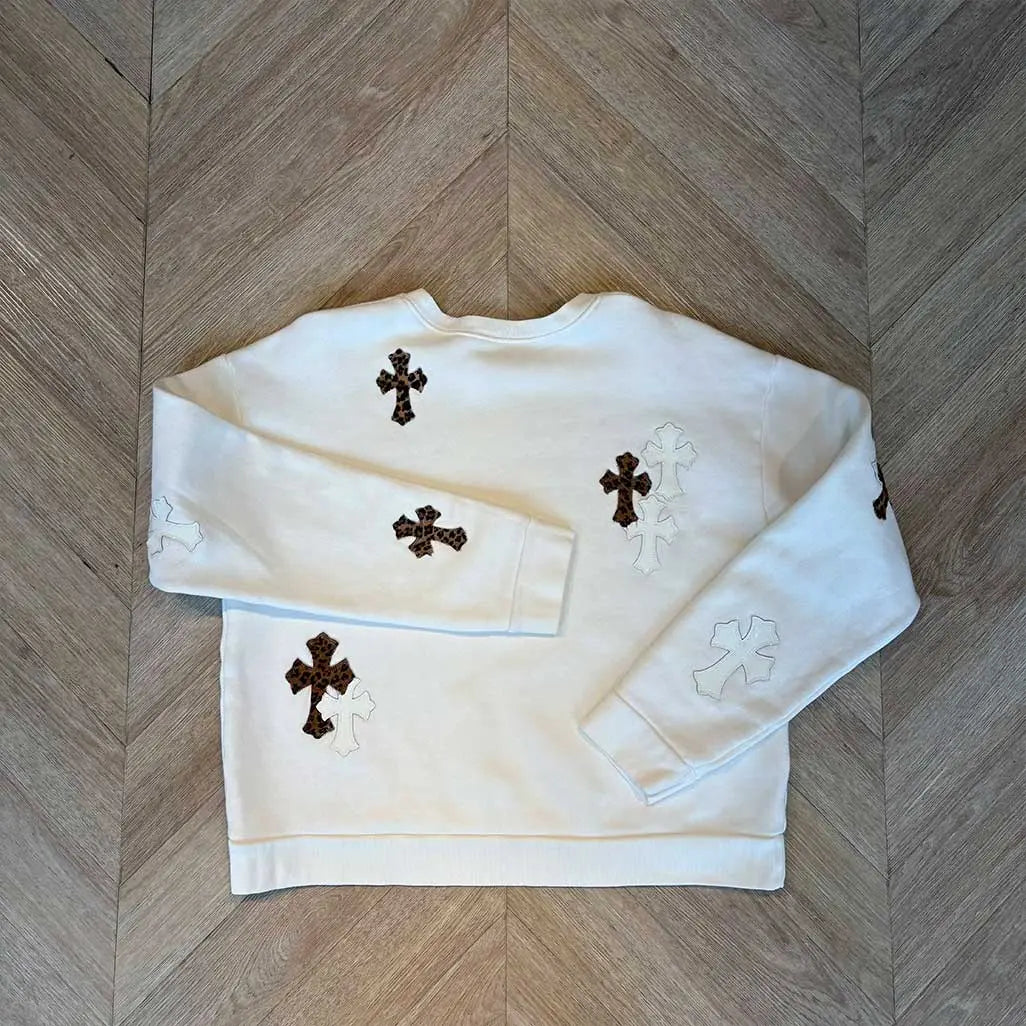 Chrome Hearts White Jumper Animal Patches
