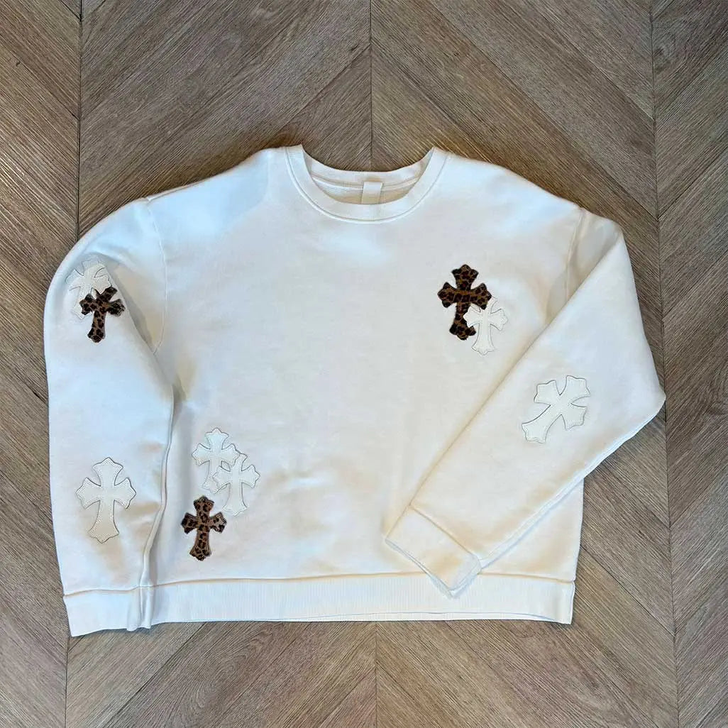 Chrome Hearts White Jumper Animal Patches