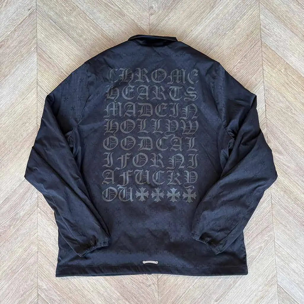 Chrome Hearts Black Coach Jacket Back Text