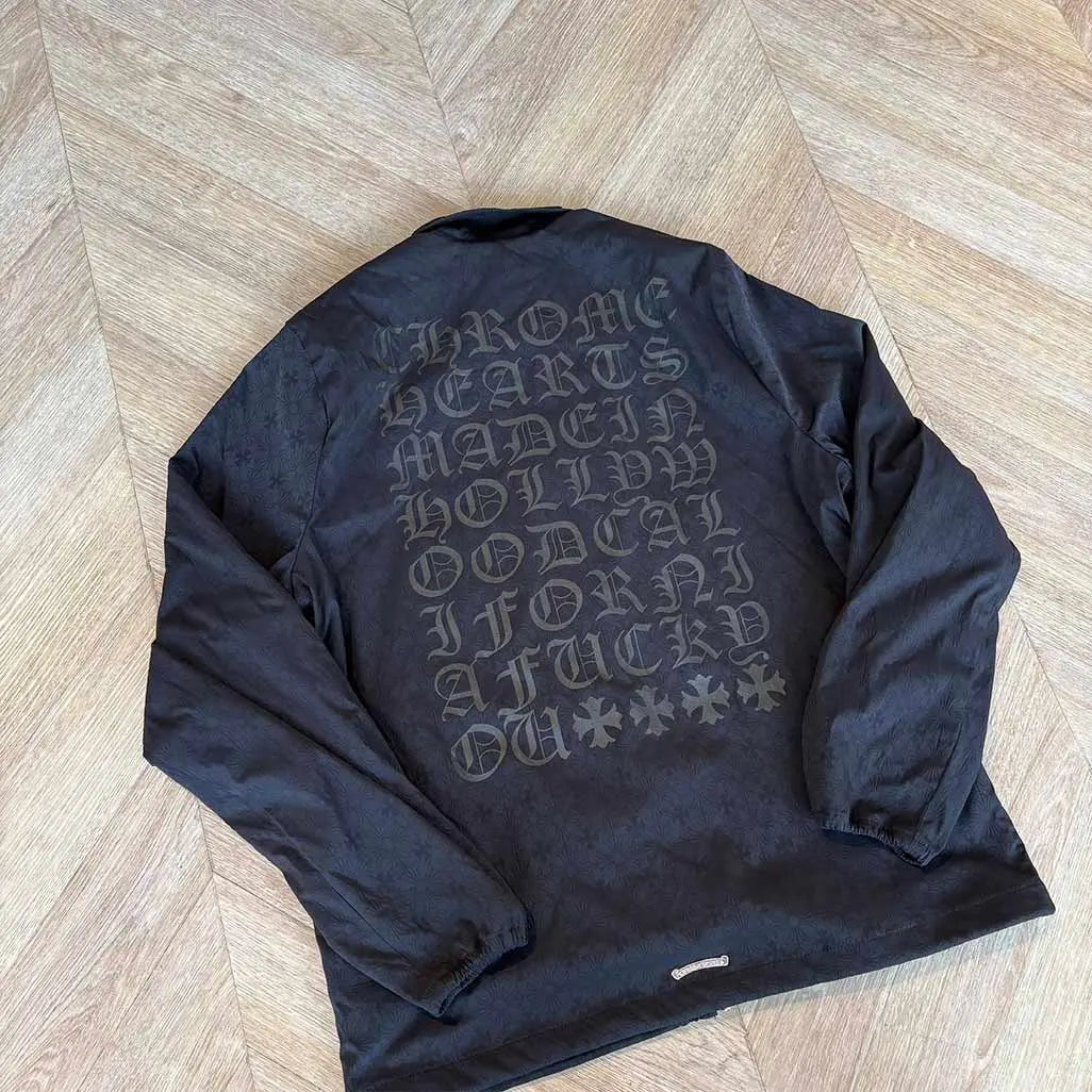 Chrome Hearts Black Coach Jacket Back Text