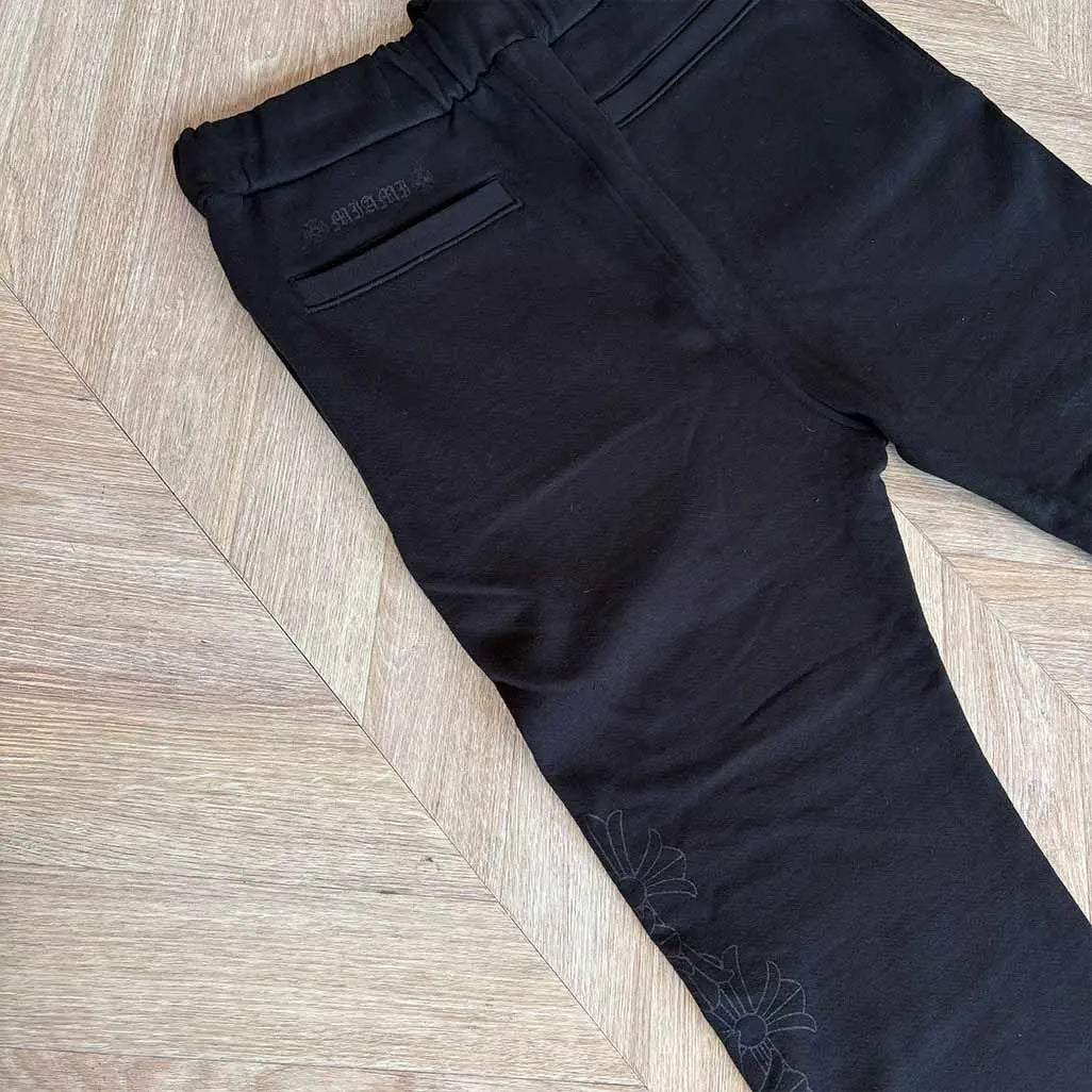 Chrome Hearts Black Trackies Vertical Text