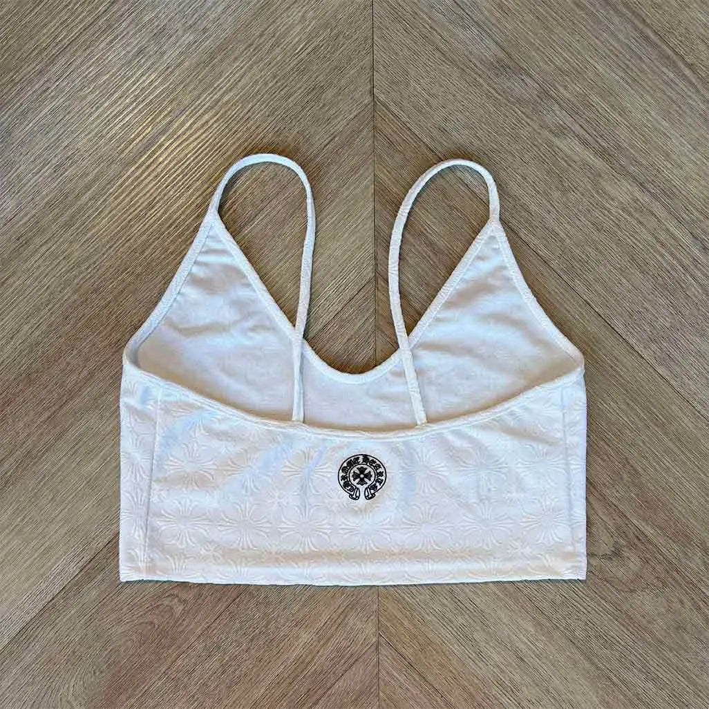 Chrome Hearts White Pattern Womens Crop Top