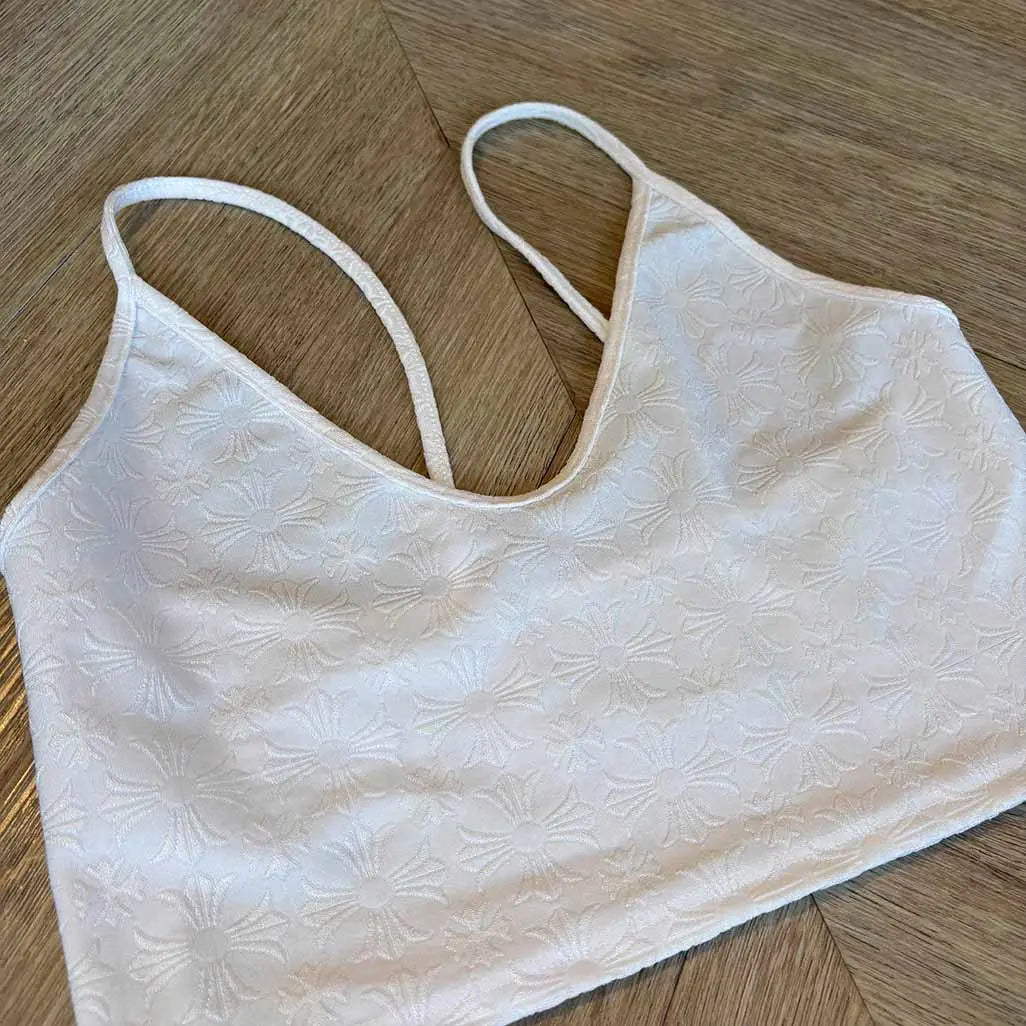 Chrome Hearts White Pattern Womens Crop Top