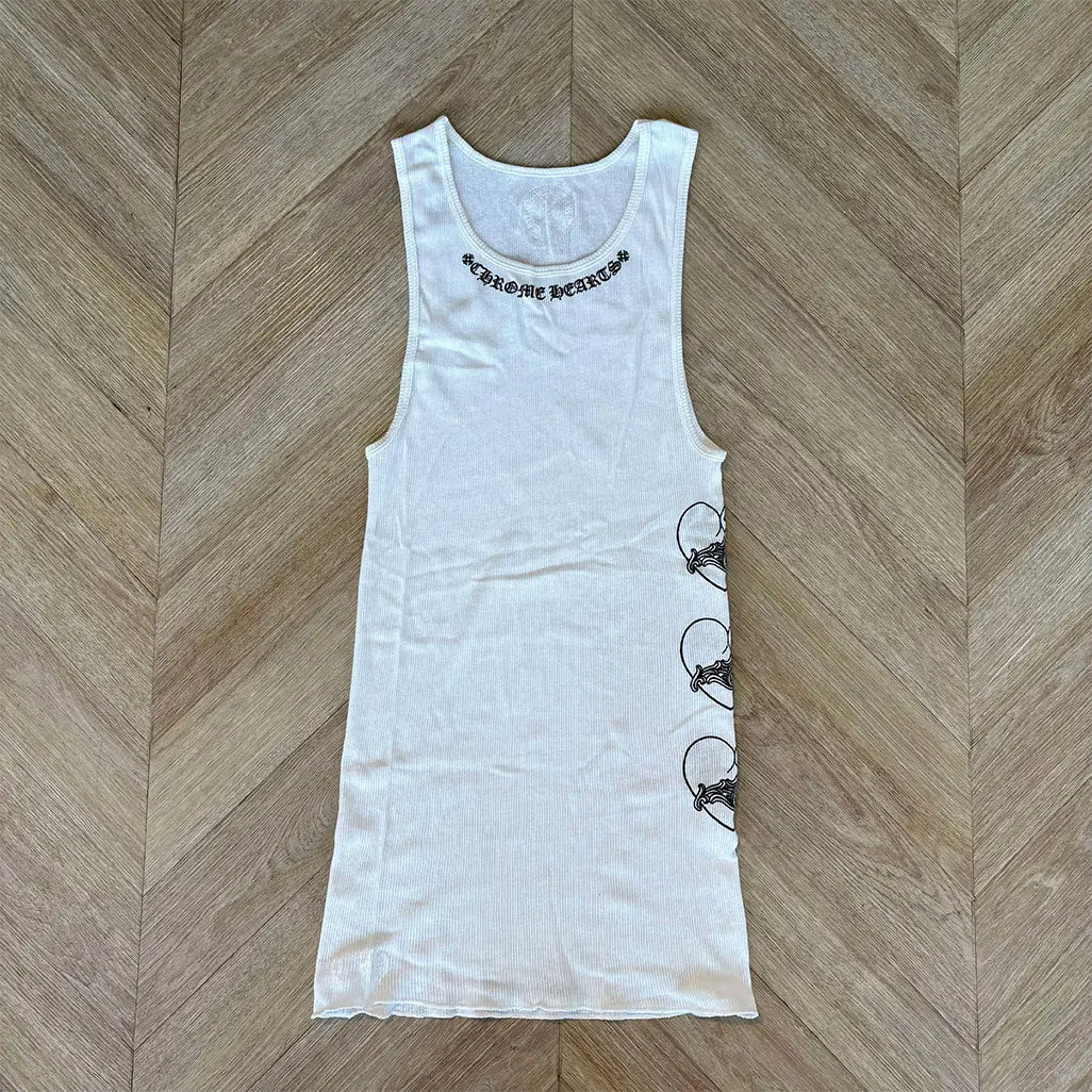 Chrome Hearts White Hearts “LY” Ribbed Tank Top / Vest