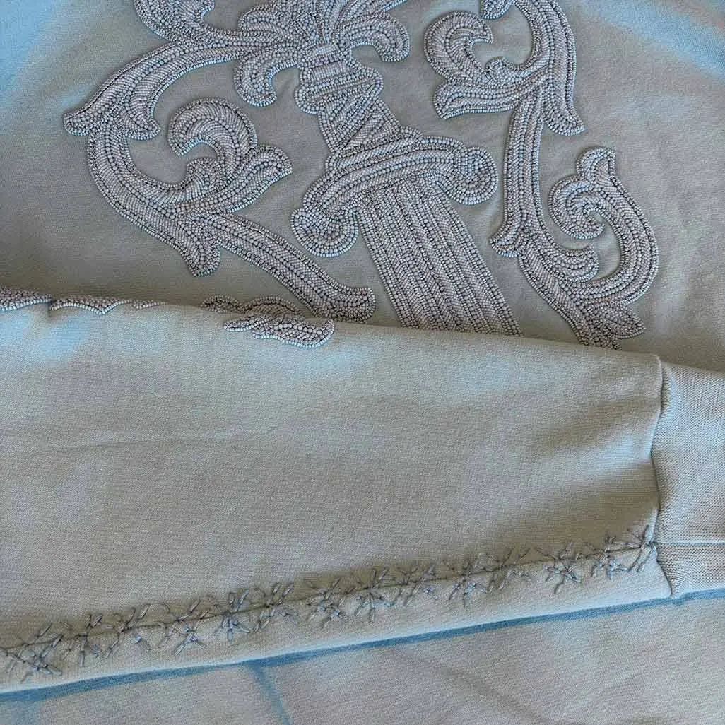 Chrome Hearts Light Blue Beaded Hoodie Zip Up