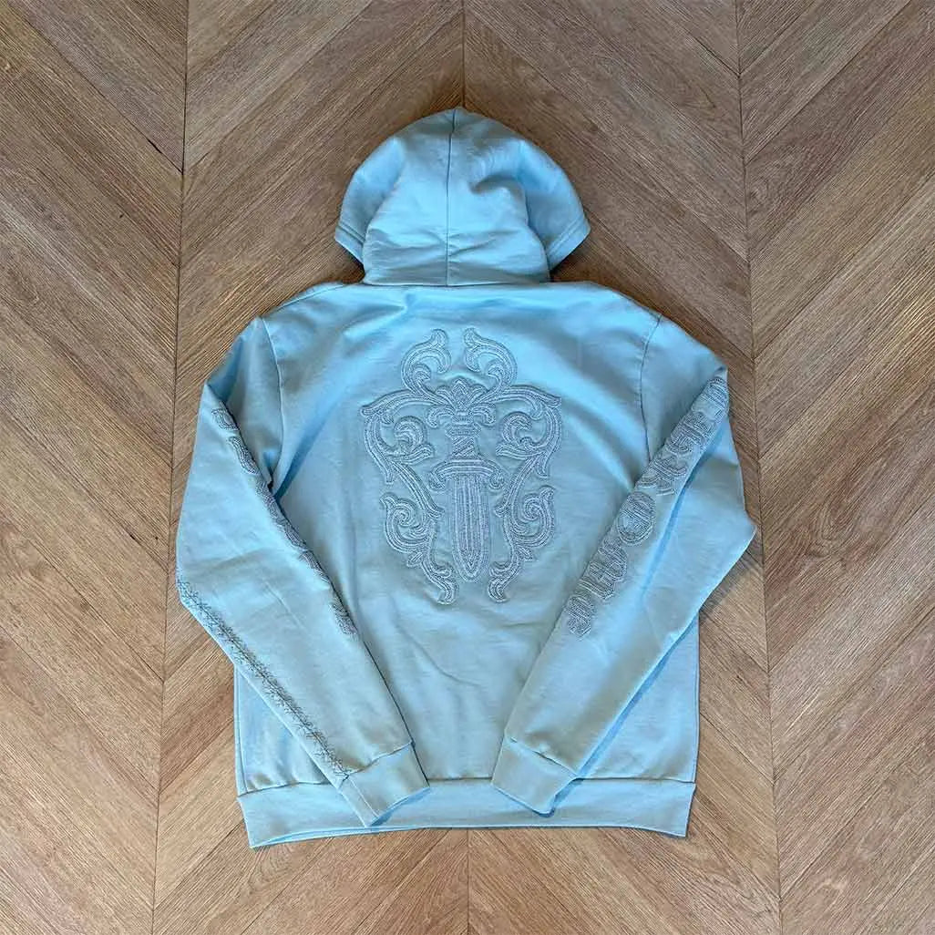 Chrome Hearts Light Blue Beaded Hoodie Zip Up