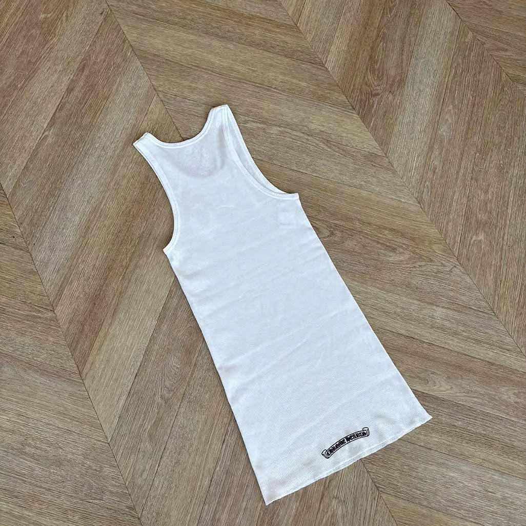 Chrome Hearts White Camo Cross Ribbed Tank Top