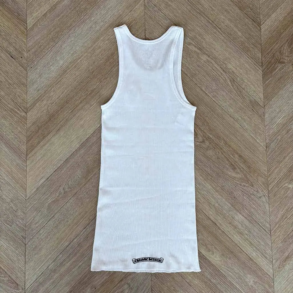 Chrome Hearts White Camo Cross Ribbed Tank Top