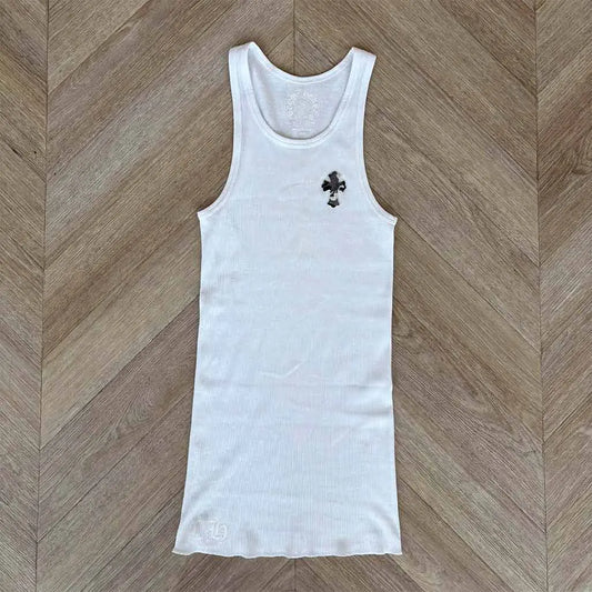 Chrome Hearts White Camo Cross Ribbed Tank Top