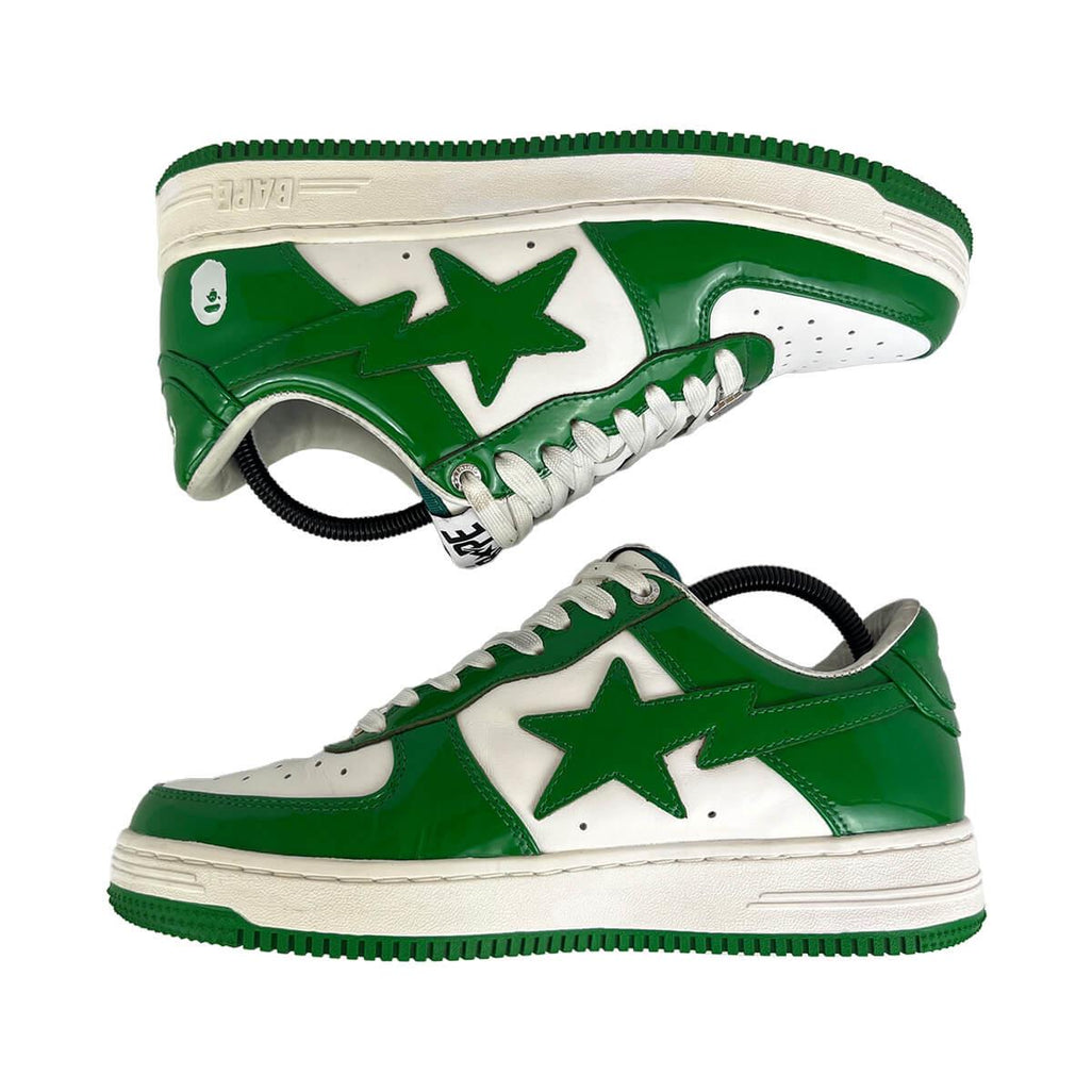 A Bathing Ape Bape Sta 'Patent Leather Green White' UK8