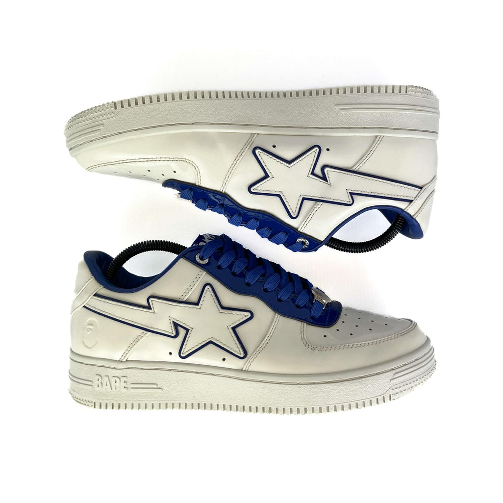 A Bathing Ape Bape Sta Patent Leather White Blue (No Box) UK8