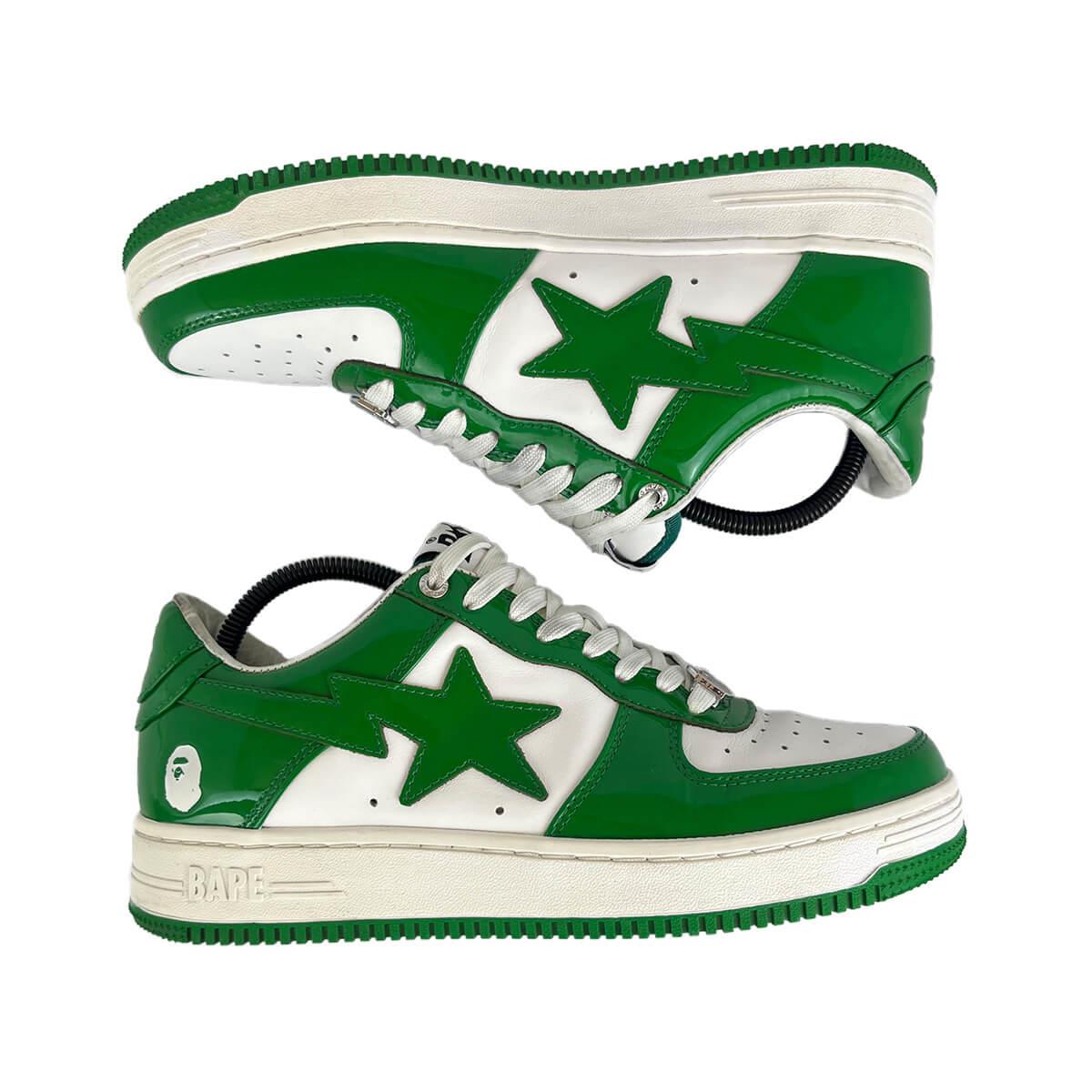 A Bathing Ape Bape Sta 'Patent Leather Green White' UK8