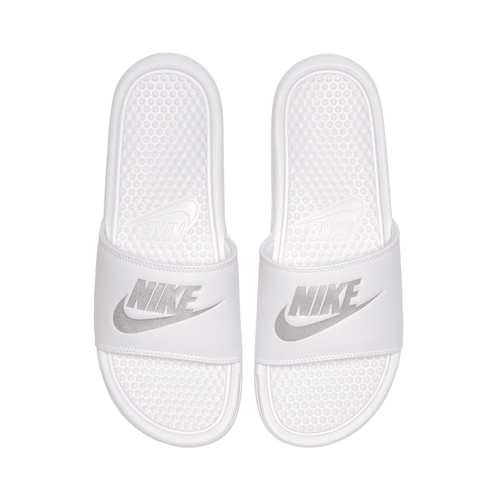 Nike Benassi Slides White Reflective Silver