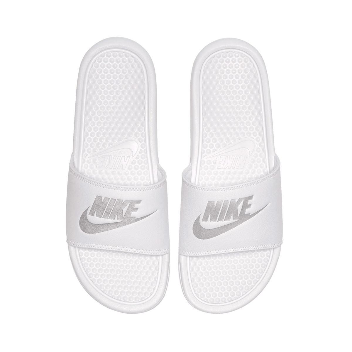Nike Benassi Slides White Reflective Silver