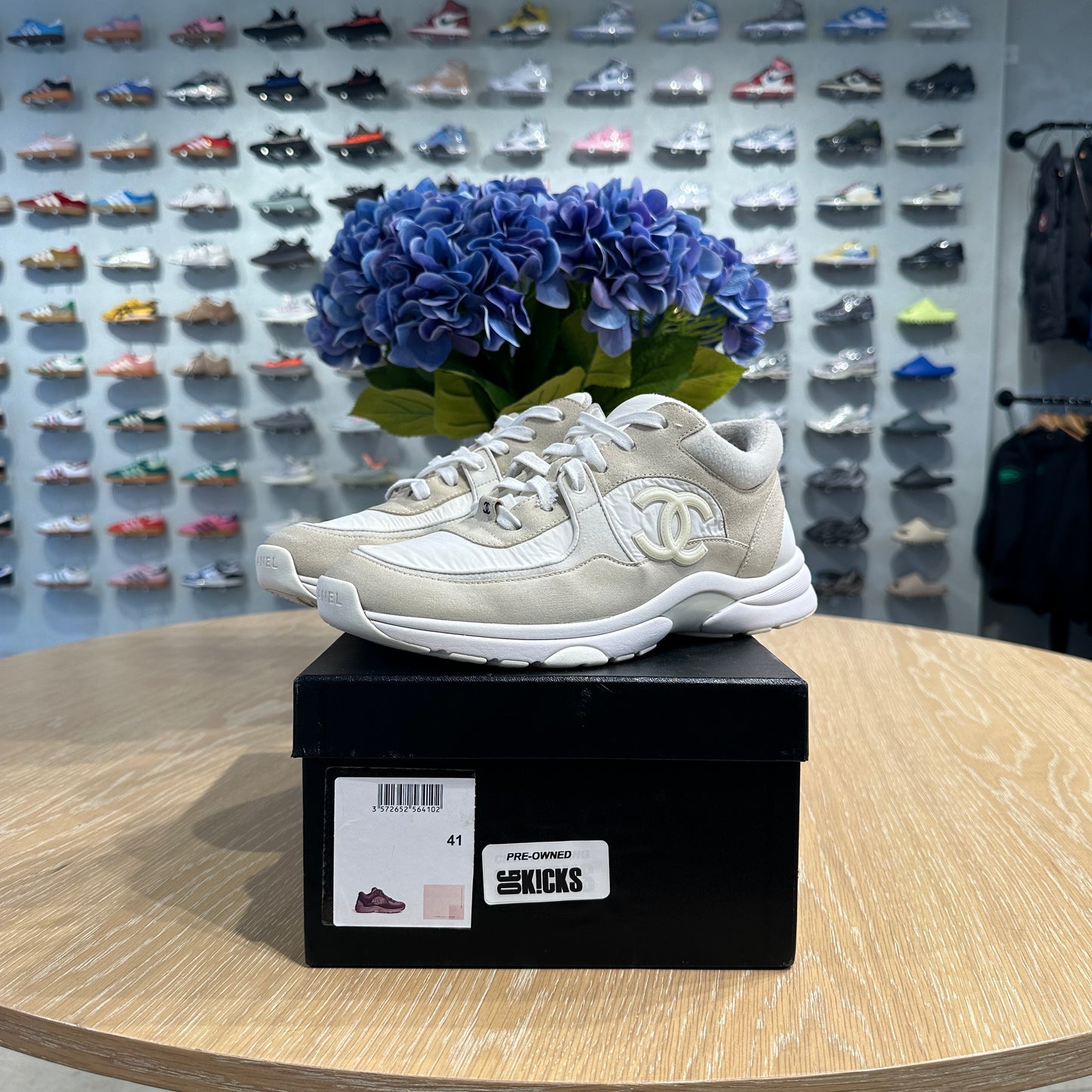 Chanel Low Top Trainer Reflective CC 'White Suede' UK7