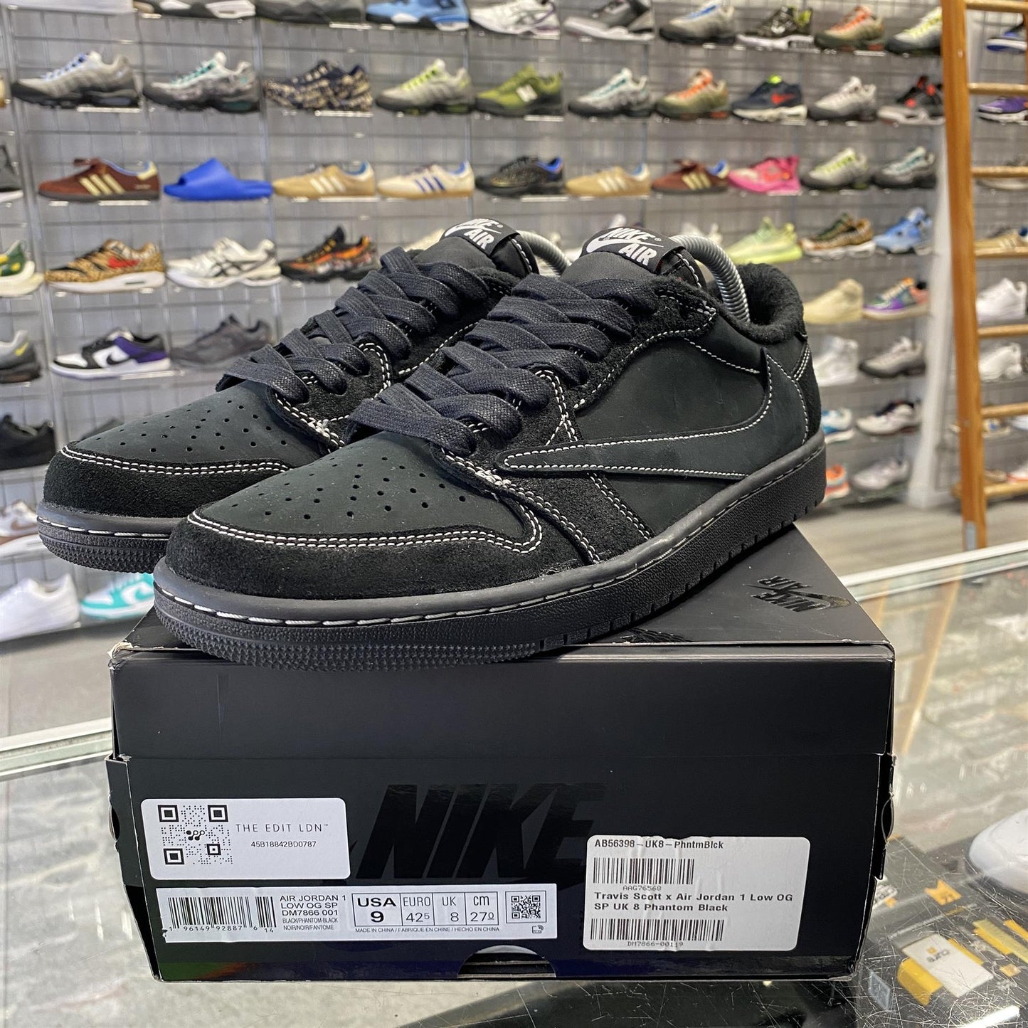 Jordan 1 Retro Low OG SP Travis Scott 'Black Phantom' UK8